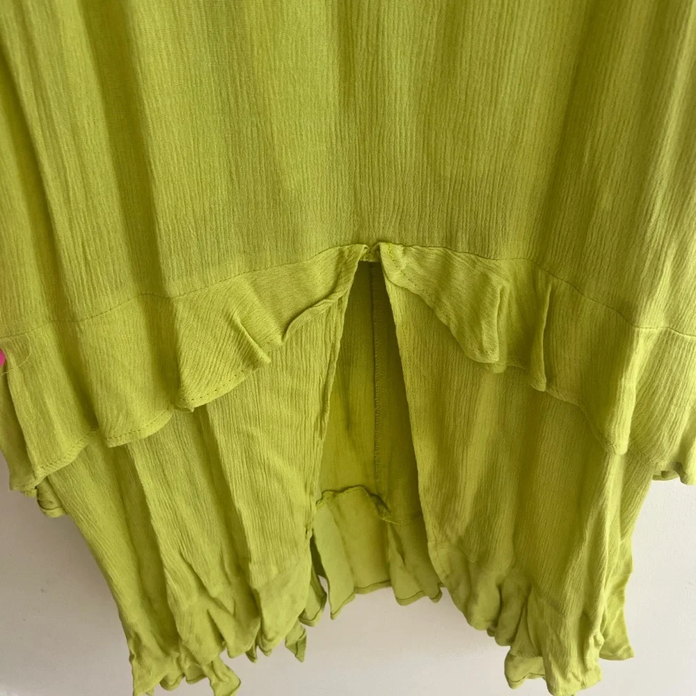 Lulu's Chartreuse High-Low Ruffle Slip Dress - Picture 7 of 7